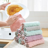 1pc Accesorios de cocina Paño de cocina absorbente de agua Sin aceite Sin pelusa Paño de limpieza Toalla Utensilios de cocina Cocina. Q