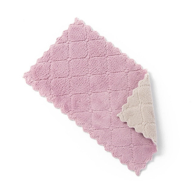 1pc Accesorios de cocina Paño de cocina absorbente de agua Sin aceite Sin pelusa Paño de limpieza Toalla Utensilios de cocina Cocina. Q