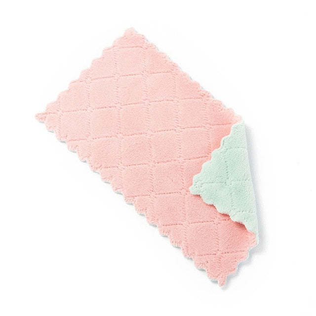 1pc Accesorios de cocina Paño de cocina absorbente de agua Sin aceite Sin pelusa Paño de limpieza Toalla Utensilios de cocina Cocina. Q